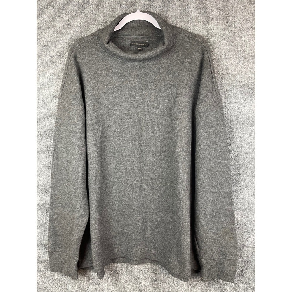 Banana Republic Mock Neck Sweater Women XL Grey Fair Oversized Knit Top 744189